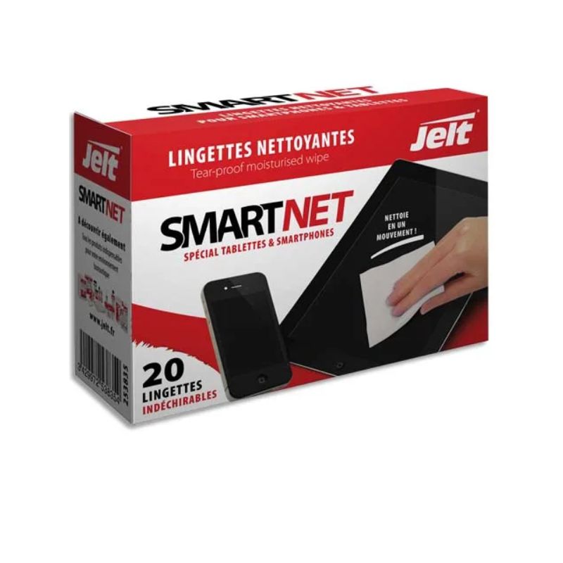 JELT Boîte de 20 lingettes individuelles SmartNet antistatiques, ininflammables et sans alcool JELT Boîte de 20 lingettes individuelles SmartNet antistatiques, ininflammables et sans alcool
