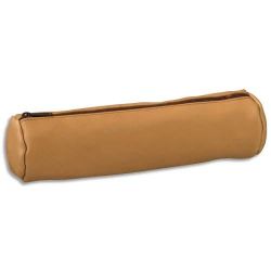 OXFORD Trousse fourre-tout ronde en cuir naturel