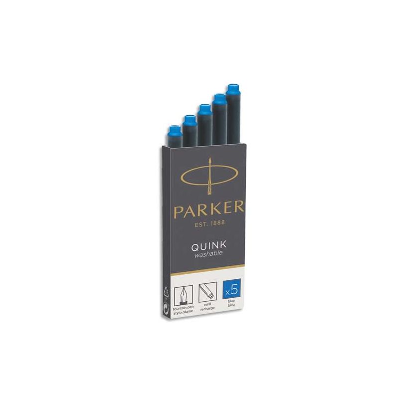 PARKER Etui de 5 cartouches longues QUINK encre Noire PARKER Etui de 5 cartouches longues QUINK encre Noire