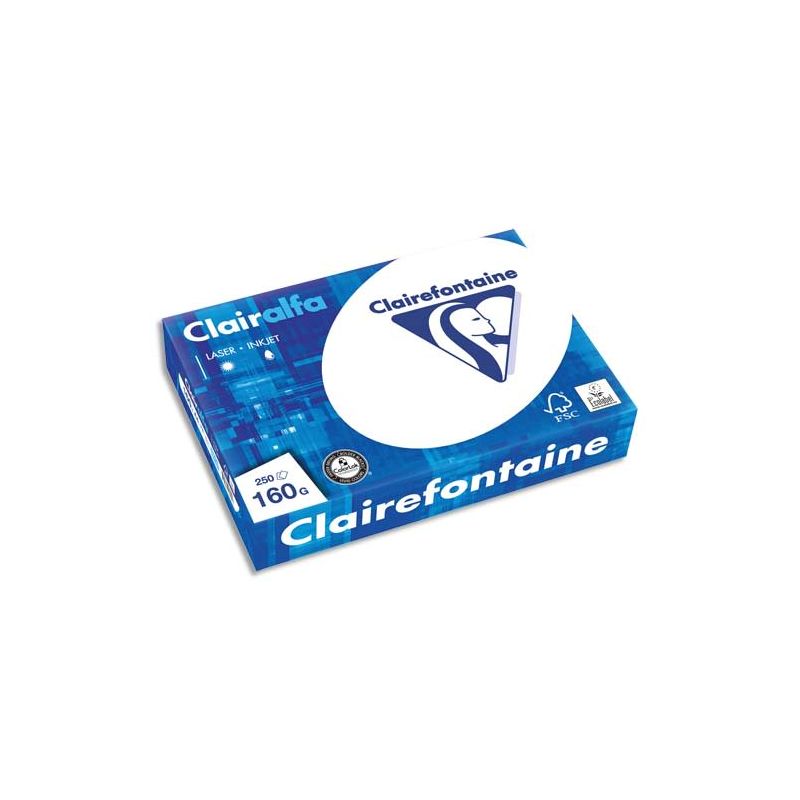 CLAIREFONTAINE Ramette de 250 feuilles papier Blanc CLAIRALFA 160 grammes format A4 CLAIREFONTAINE Ramette de 250 feuilles papier Blanc CLAIRALFA 160 grammes format A4