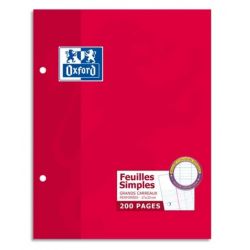 OXFORD Etui 200 copies simples 90g perforées Blanches 17x22cm