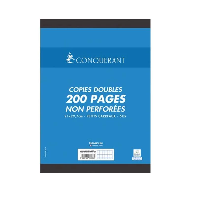 CONQUERANT C7 Copies doubles non perforées Blanches 21x29,7cm CONQUERANT C7 Copies doubles non perforées Blanches 21x29,7cm