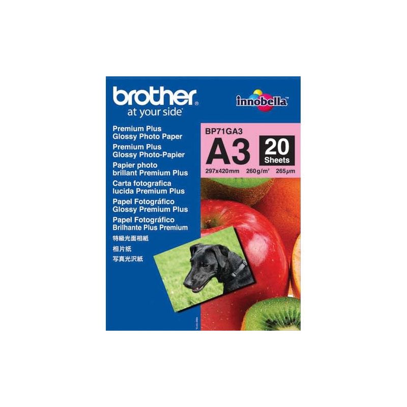 BROTHER pack de 20 feuilles de papier photo A3 260g BROTHER pack de 20 feuilles de papier photo A3 260g