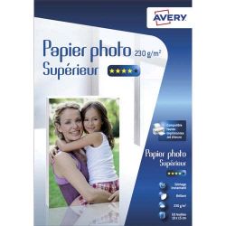 AVERY Boîte de 50 feuilles de papier photo brillant 10x15cm jet d'encre 230 g/m²