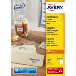 AVERY Boîte de 100 étiquettes Blanches multi usages 210x297mm