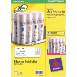 AVERY Boîte de 200 étiquettes Laser ultra résistante Blanches 99,1x67,7 mm spécial expédition