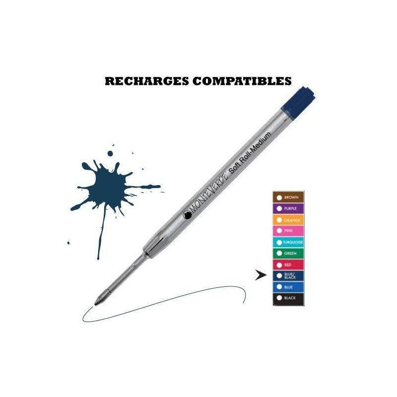 Monteverde - recharge compatible Parker - stylo bille - Gel - Bleu nuit - Fine Monteverde - recharge compatible Parker - stylo bille - Gel - Bleu nuit - Fine
