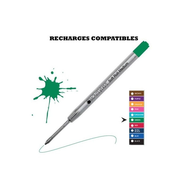 Monteverde - recharge compatible Parker - stylo bille - Gel - Vert - Fine Monteverde - recharge compatible Parker - stylo bille - Gel - Vert - Fine