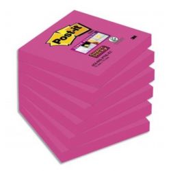 POST-IT® Notes Super Sticky Rose Flamingo 76 x 76 mm. Lot de 6 blocs de 90 feuilles