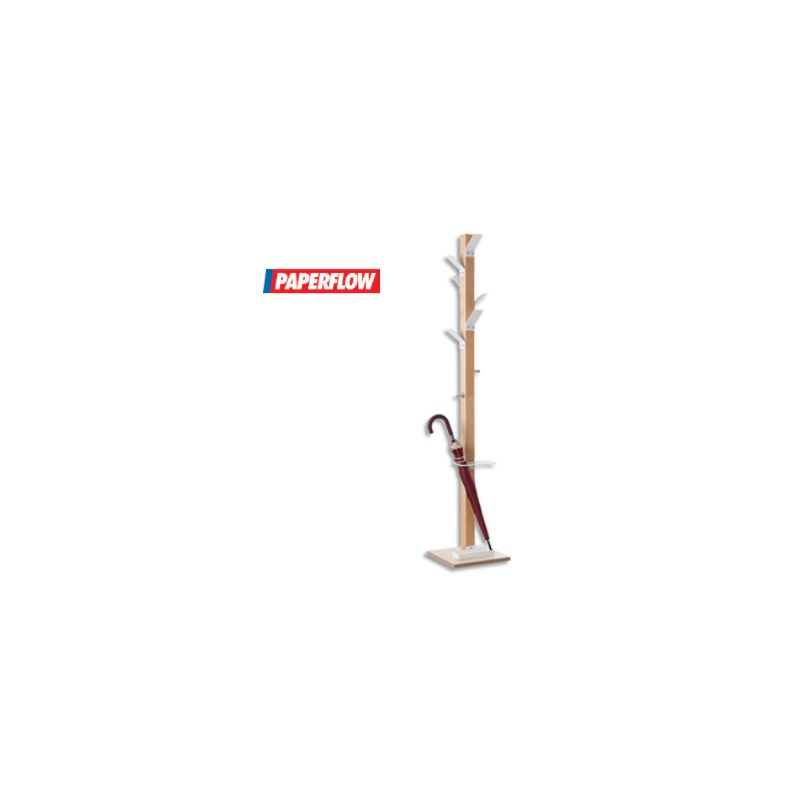EASYCLOTH Portemanteau 6 patères polystyrène Blanc, fut bois massif hêtre, H178 cm et porte parapluie EASYCLOTH Portemanteau 6 patères polystyrène Blanc, fut bois massif hêtre, H178 cm et porte parapluie