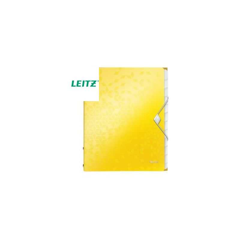 LEITZ Trieur 12 touches WOW en polypropylène. Fermeture élastique 3 rabats. Coloris Jaune LEITZ Trieur 12 touches WOW en polypropylène. Fermeture élastique 3 rabats. Coloris Jaune