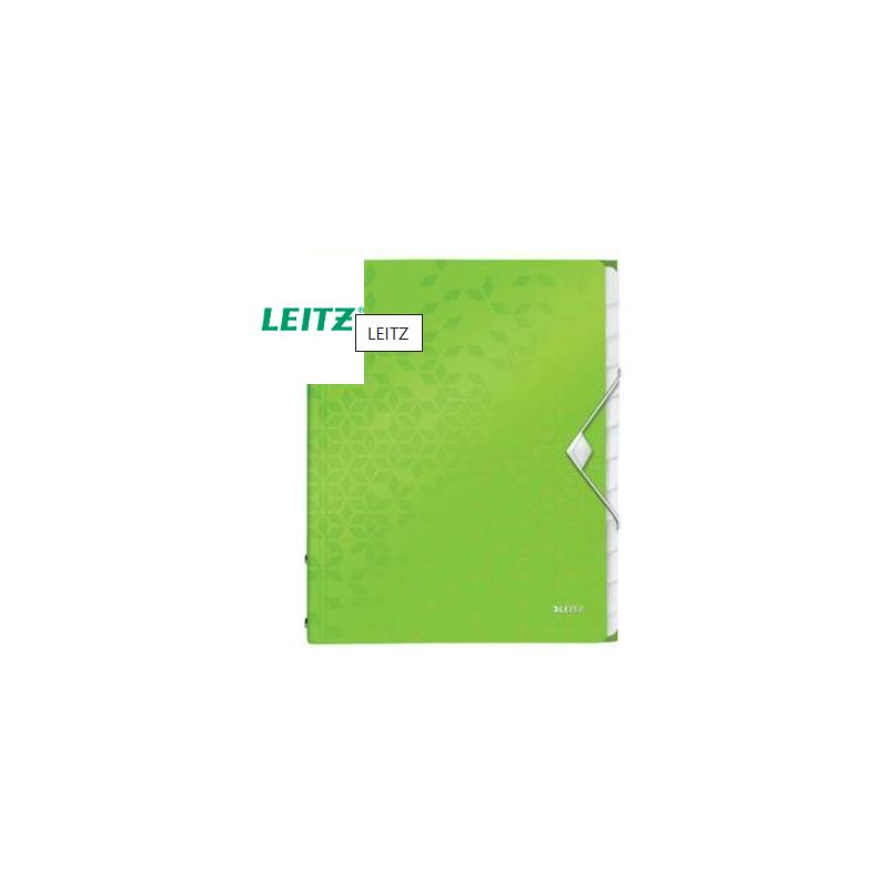 LEITZ Trieur 12 touches WOW en polypropylène. Fermeture élastique 3 rabats. Coloris Vert LEITZ Trieur 12 touches WOW en polypropylène. Fermeture élastique 3 rabats. Coloris Vert