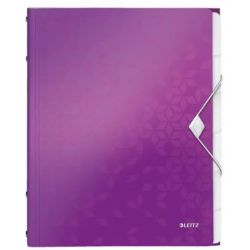 LEITZ Trieur 6 touches WOW en polypropylène. Fermeture élastique 3 rabats. Coloris Violet