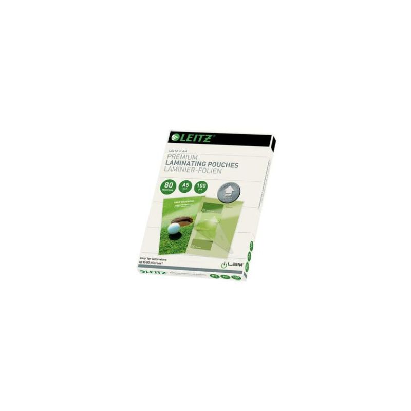 LEITZ Paquet de 100 Pochettes Leitz iLAM UDT pour plastification à chaud, A5, 2 x 80 microns 74920000 LEITZ Paquet de 100 Pochettes Leitz iLAM UDT pour plastification à chaud, A5, 2 x 80 microns 74920000