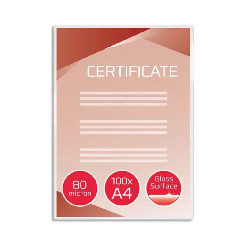 GBC Pack de 100 pochettes de plastification standards, 2x80 microns, A4 GBC Pack de 100 pochettes de plastification standards, 2x80 microns, A4