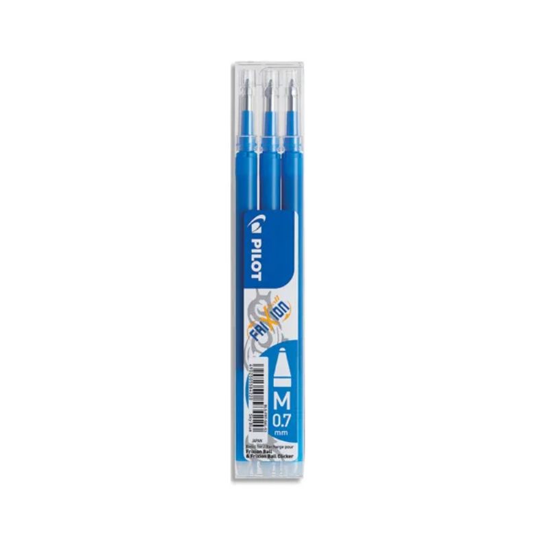 PILOT Set de 3 recharges pour roller FriXion Ball. Pointe moyenne 0,7 mm. Encre Bleue ciel PILOT Set de 3 recharges pour roller FriXion Ball. Pointe moyenne 0,7 mm. Encre Bleue ciel