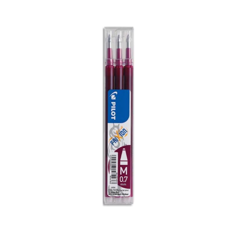 PILOT Set de 3 recharges pour roller FriXion Ball. Pointe moyenne 0,7 mm. Encre Rouge bordeaux PILOT Set de 3 recharges pour roller FriXion Ball. Pointe moyenne 0,7 mm. Encre Rouge bordeaux