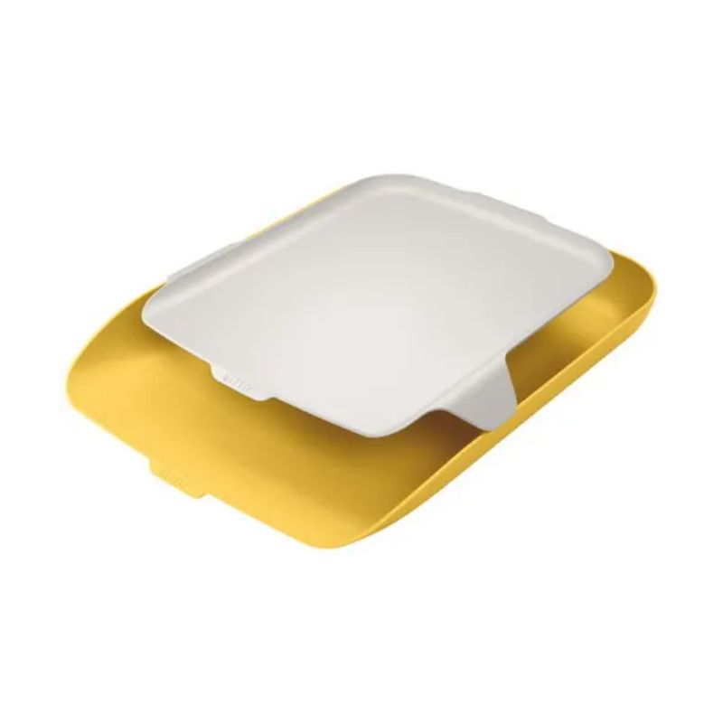 LEITZ Corbeille à courrier avec organiseur de bureau Cosy, L274 x H62 x P391 mm, jaune LEITZ Corbeille à courrier avec organiseur de bureau Cosy, L274 x H62 x P391 mm, jaune
