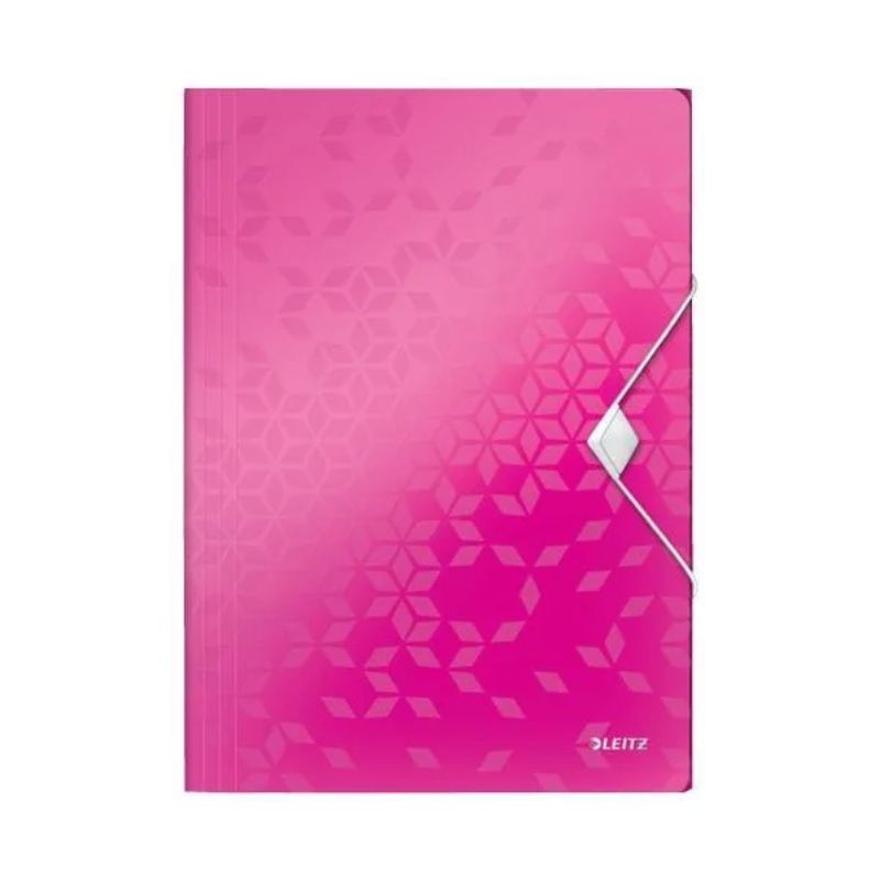 LEITZ Chemises 3 rabats à élastique WOW en polypopylène. Coloris Rose. LEITZ Chemises 3 rabats à élastique WOW en polypopylène. Coloris Rose.