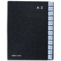 DURABLE Trieur alphabétique Noir int papier recyclé. 24 compartiments (A-Z). Format 26,5x34cm