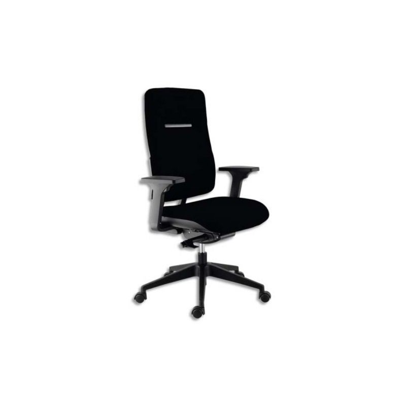 Siège Ergos dossier et assise en tissu noir à mécanisme synchrone Siège Ergos dossier et assise en tissu noir à mécanisme synchrone