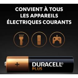 DURACELL Piles alcalines AAA Plus 100%, 1.5V LR03 MN2400, lot de 24 piles