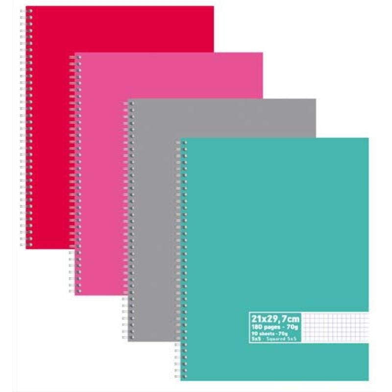 Cahier spirale 21x29,7cm 180 pages 60g petits carreaux 5x5 Coloris aléatoire Cahier spirale 21x29,7cm 180 pages 60g petits carreaux 5x5 Coloris aléatoire