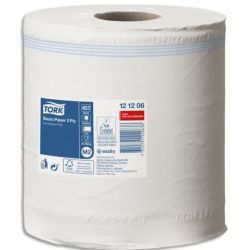 TORK Lot de 6 Bobines papier d'essuyage Basic à dévidage central M2 160m Format prédécoupé 20x35 cm Blanc