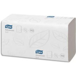 TORK Colis de 15 Paquets de 250 Essuie-mains doux Advanced 2 plis plié en V - Format 24,8 x 23 cm Blanc