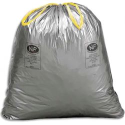 Boîte de 200 sacs poubelles à lien coulissant Gris déchets courants 110 litres 45 microns