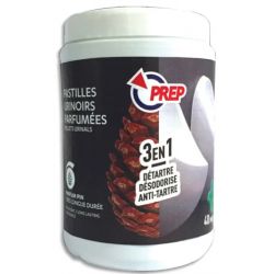 PREP Boîte de 40 pastilles pour urinoirs, nettoie, désodorise, détartre, parfum Pin