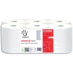 PAPERNET Colis de 6 bobines d'essuie-mains 2 plis pure ouate de cellulose L140m Blanc pour Autocut