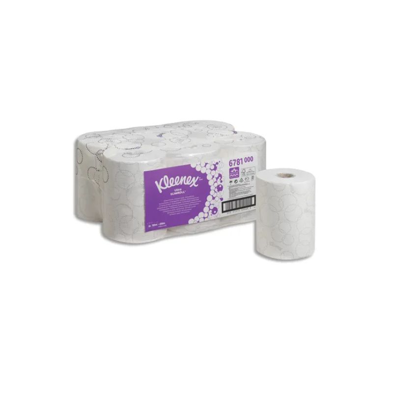 KLEENEX Lot de 6 Bobines d'essuie-mains Slimroll 2 plis - L100 m, H19,8 cm D14,5 cm pour Aquarius Blanc KLEENEX Lot de 6 Bobines d'essuie-mains Slimroll 2 plis - L100 m, H19,8 cm D14,5 cm pour Aquarius Blanc