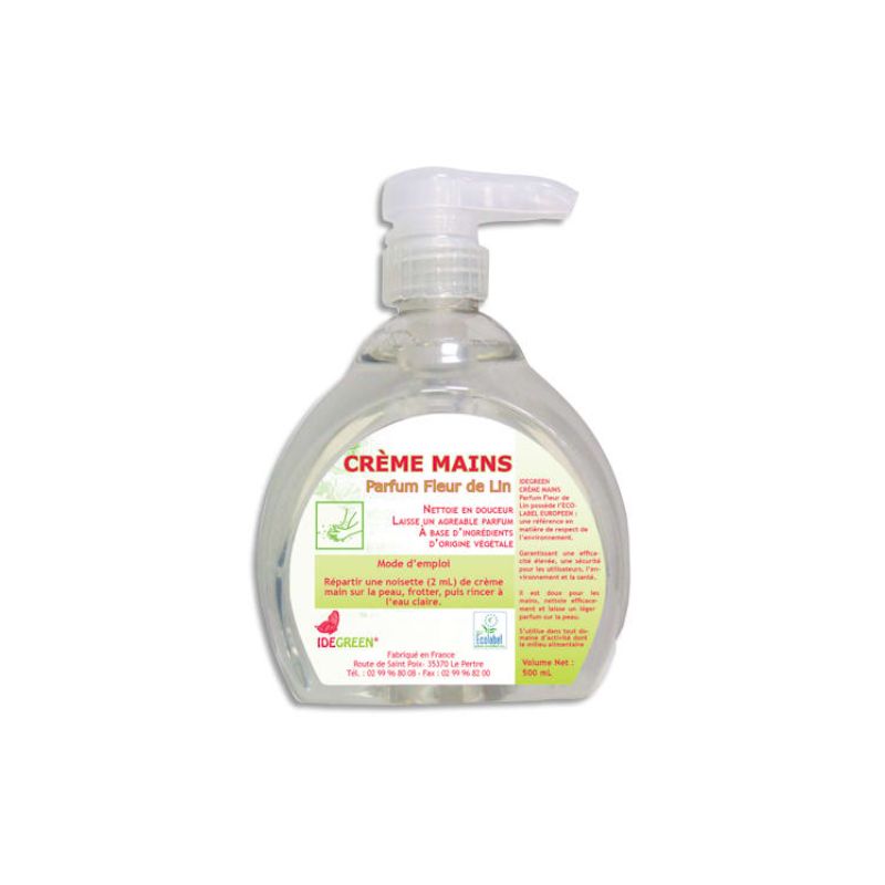 Flacon poussoir 500ml Crème lavante pour les mains parfum Fleur de lin Flacon poussoir 500ml Crème lavante pour les mains parfum Fleur de lin