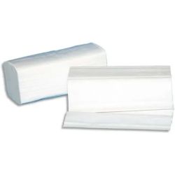 Colis de 20 Paquets de 250 Essuie-mains 2 plis plié en V, Ft : 22 x 21 cm Blanc