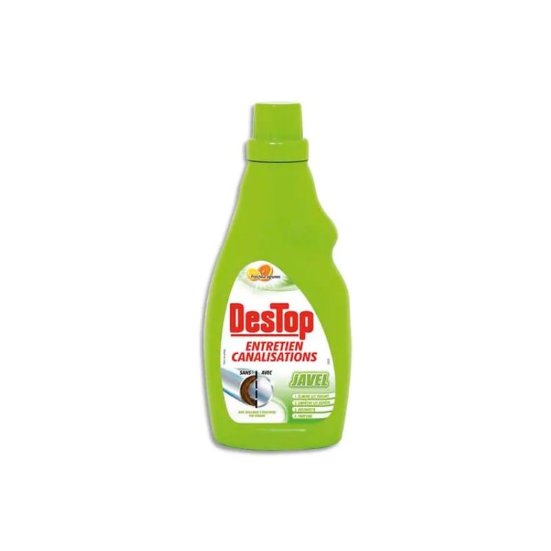 DESTOP Flacon 750 ml Javel entretien des canalisations désodorise, désinfecte parfum citron pamplemousse DESTOP Flacon 750 ml Javel entretien des canalisations désodorise, désinfecte parfum citron pamplemousse