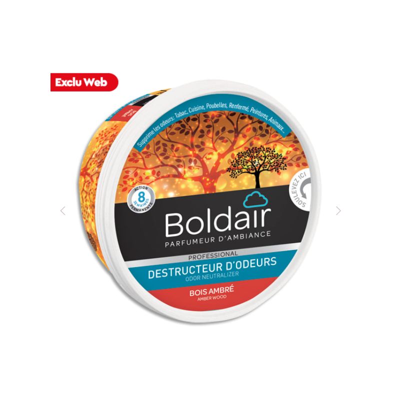 BOLDAIR Pot 300g Gel destructeur d'odeurs bois ambré BOLDAIR Pot 300g Gel destructeur d'odeurs bois ambré