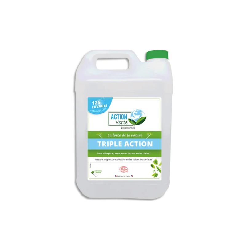 ACTION VERTE Bidon 5 Litres Nettoyant dégraissant multi-usages sols et surfaces, parfum Menthe ACTION VERTE Bidon 5 Litres Nettoyant dégraissant multi-usages sols et surfaces, parfum Menthe