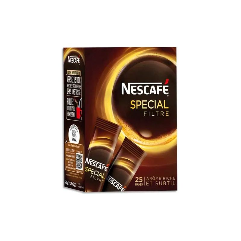 NESCAFE Boîte de 25 sticks de café instantané pur Arabica Espresso NESCAFE Boîte de 25 sticks de café instantané pur Arabica Espresso