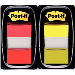 POST-IT Blister de 2 x 50 marque pages standards 25x44mm coloris Rouge et Jaune
