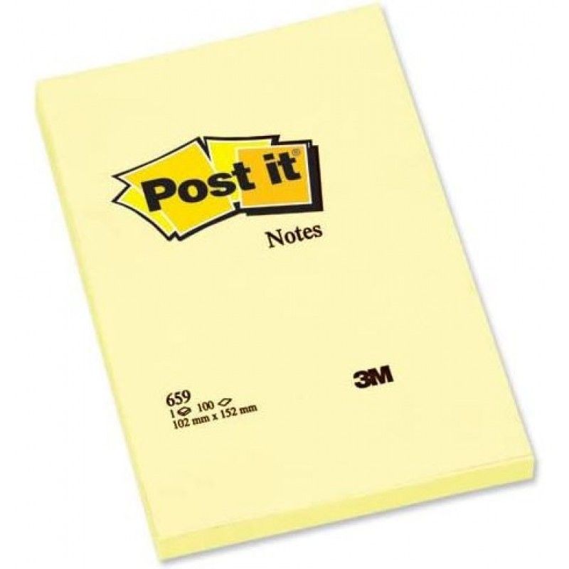 POST-IT Bloc repositionnable de 100 feuilles 102 x 152 mm Jaune uni POST-IT Bloc repositionnable de 100 feuilles 102 x 152 mm Jaune uni