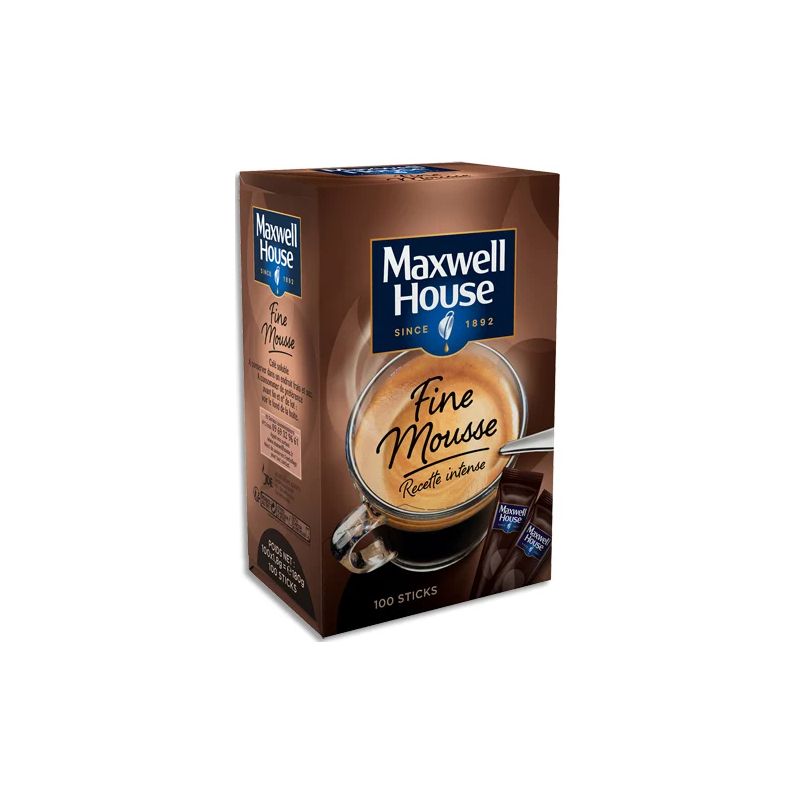 MAXWELL HOUSE Boîte de 100 Stics de café soluble, fine mousse, emballées individuellement 180g MAXWELL HOUSE Boîte de 100 Stics de café soluble, fine mousse, emballées individuellement 180g
