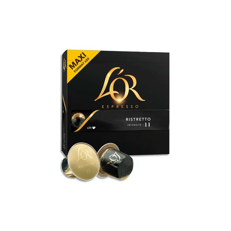 L'OR Boîte de 20 dosettes de 104g de café moulu Arabica Espresso Ristretto n°11 L'OR Boîte de 20 dosettes de 104g de café moulu Arabica Espresso Ristretto n°11