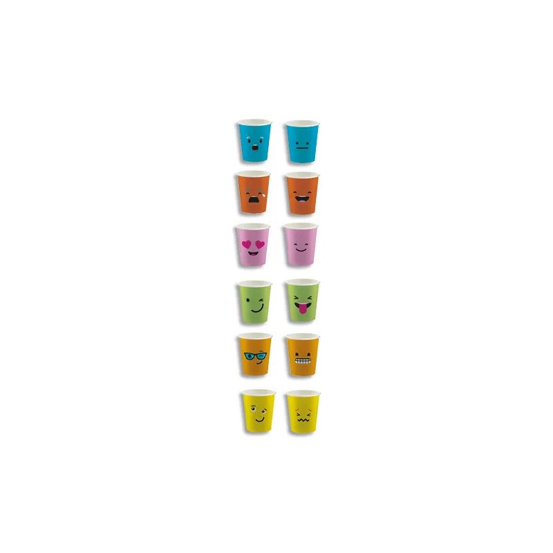 HUHTAMAKI Sachet de 100 Gobelets 16 cl assortis Emoticônes, carton épais boissons chaudes H7,01 x D8 cm HUHTAMAKI Sachet de 100 Gobelets 16 cl assortis Emoticônes, carton épais boissons chaudes H7,01 x D8 cm