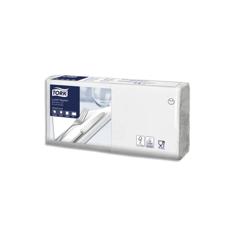 TORK Paquet de 200 Serviettes LunchNap blanches 2 plis - Format : 33 x 33 cm Ecolabel TORK Paquet de 200 Serviettes LunchNap blanches 2 plis - Format : 33 x 33 cm Ecolabel