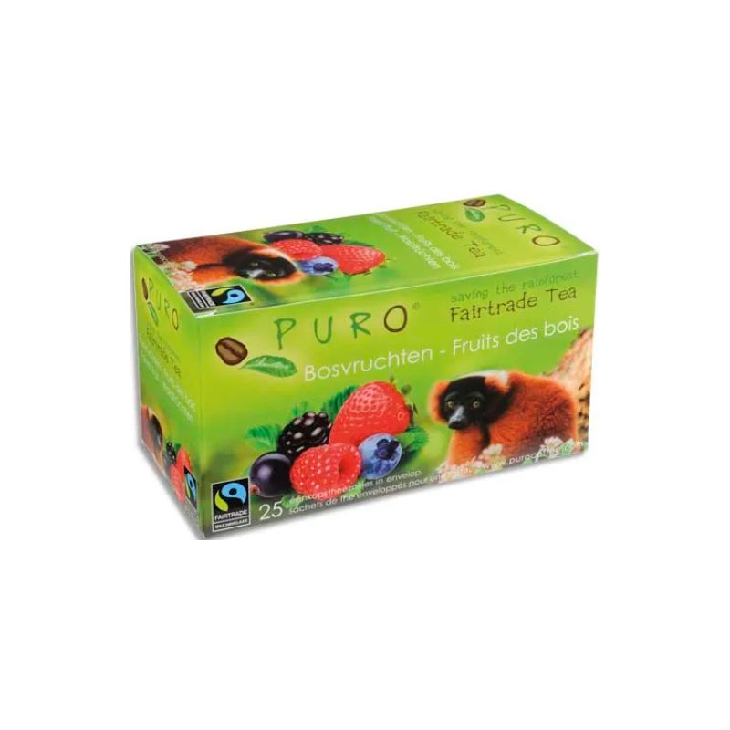 PURO Boîte de 25 sachets de thé Fruits des bois enveloppés 2g Fairtrade Tea PURO Boîte de 25 sachets de thé Fruits des bois enveloppés 2g Fairtrade Tea