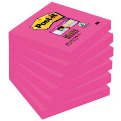 POST-IT Lot de 6 blocs Super Sticky 90 feuilles Rose 76 x 76 mm