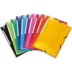 EXACOMPTA Chemise 3 rabats à élastiques IDERAMA en carte pelliculée 5/10, 425g. Coloris assortis