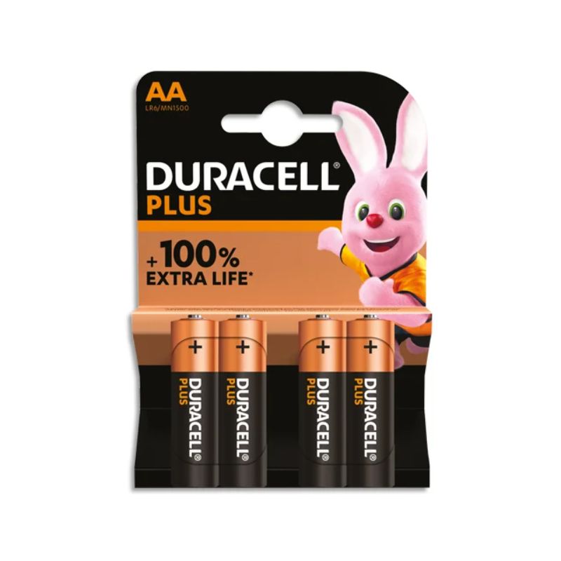 DURACELL Piles alcalines AA Plus 100%, 1,5V LR6 MN1500, lot de 4 piles DURACELL Piles alcalines AA Plus 100%, 1,5V LR6 MN1500, lot de 4 piles