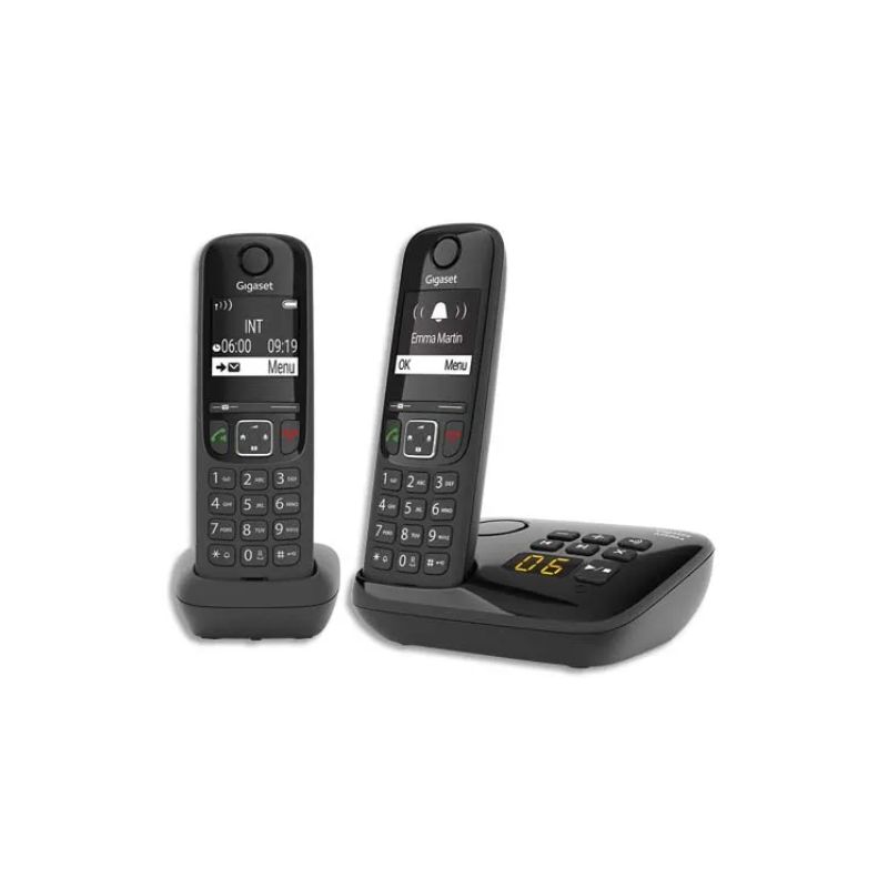 GIGASET Téléphone sans fil AS690A avec répondeur Duo Noir AS690ADuoNoir GIGASET Téléphone sans fil AS690A avec répondeur Duo Noir AS690ADuoNoir